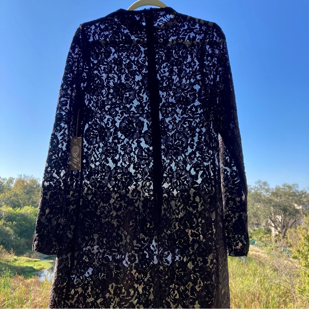 Vince Camuto Black Lace Maxi Dress Elegant Evening Wedding Guest Formal SZ:L NWT - Picture 8 of 14